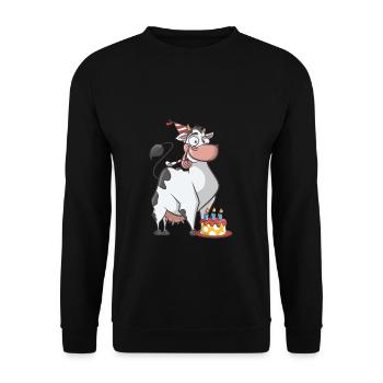 Happy Birthday - birthday cow birthday cake - Unisex Sweatshirt - black - Front - Alina (178cm) & Michal (187cm)
