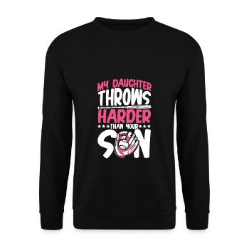 Tochter wirft hart - Unisex Pullover - Schwarz - Vorne - Alina (178cm) & Michal (187cm)