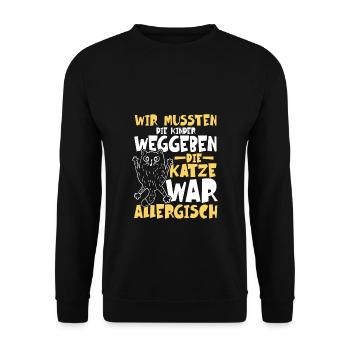 Katze war allergisch - Unisex Pullover - Schwarz - Vorne - Alina (178cm) & Michal (187cm)