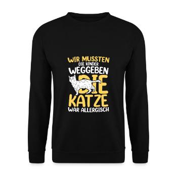 Katze war allergisch - Unisex Pullover - Schwarz - Vorne - Alina (178cm) & Michal (187cm)