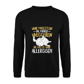 Katze war allergisch - Unisex Pullover - Schwarz - Vorne - Alina (178cm) & Michal (187cm)