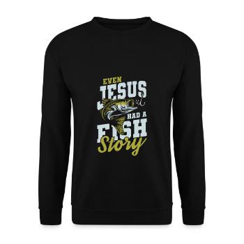 Jesus Fish Story - Unisex Sweatshirt - black - Front - Alina (178cm) & Michal (187cm)