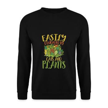 Cats and plants - Unisex Sweatshirt - black - Front - Alina (178cm) & Michal (187cm)