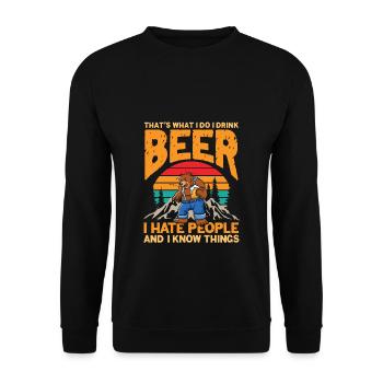 Trinken Sie Bier - Unisex Pullover - Schwarz - Vorne - Alina (178cm) & Michal (187cm)