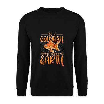 Ein Goldfisch sein - Unisex Pullover - Schwarz - Vorne - Alina (178cm) & Michal (187cm)