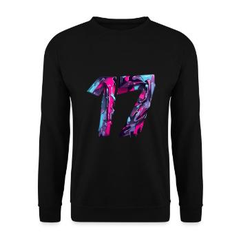 NR. 17 NUMMER 17 COOL 17. GEBURTSTAG - Unisex Pullover - Schwarz - Vorne - Alina (178cm) & Michal (187cm)
