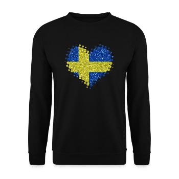 Ich Liebe Schweden Glitzer schwedisch Heimat Stolz - Unisex Pullover - Schwarz - Vorne - Alina (178cm) & Michal (187cm)