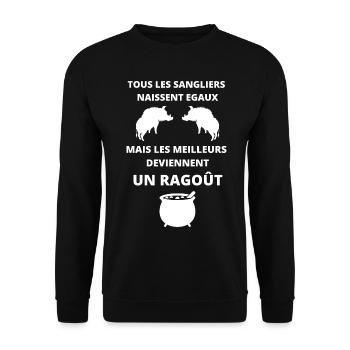 TOUS LES SANGLIERS NAISSENT EGAUX MAIS… etc - Sweat-shirt Unisexe - noir - Devant - Alina (178cm) & Michal (187cm)