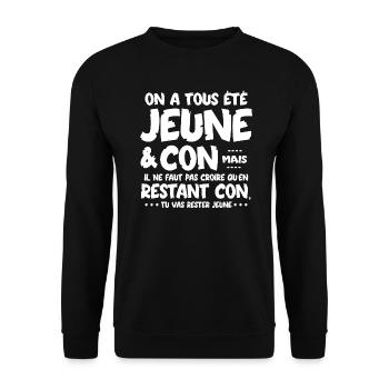 Humour jeunesse rigolo citation drôle retraite - Sweat-shirt Unisexe - noir - Devant - Alina (178cm) & Michal (187cm)