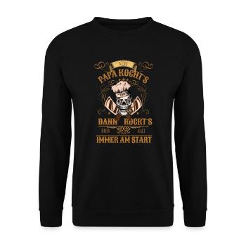 PAPA KOCHT UND ROCKT- Design - Unisex Pullover - Schwarz - Vorne - Alina (178cm) & Michal (187cm)