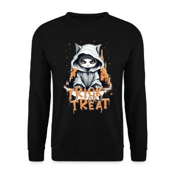 Trick or Treat - Süßes oder Saures - Halloween - Unisex Pullover - Schwarz - Vorne - Alina (178cm) & Michal (187cm)