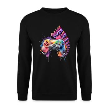 Game Over Kontroller - Unisex Pullover - Schwarz - Vorne - Alina (178cm) & Michal (187cm)