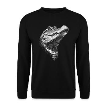 Alligator Portrait Krokodil Tiere Tier - Unisex Pullover - Schwarz - Vorne - Alina (178cm) & Michal (187cm)