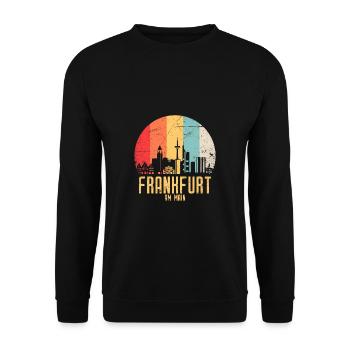 Frankfurt Skyline Silhouette 80er Retro Vintage - Unisex Pullover - Schwarz - Vorne - Alina (178cm) & Michal (187cm)