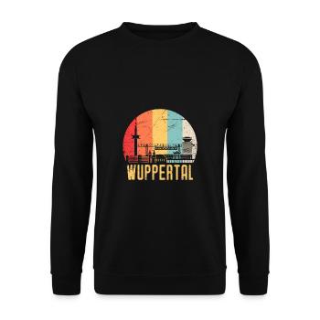 Wuppertal Skyline Silhouette 80er Retro Vintage - Unisex Pullover - Schwarz - Vorne - Alina (178cm) & Michal (187cm)