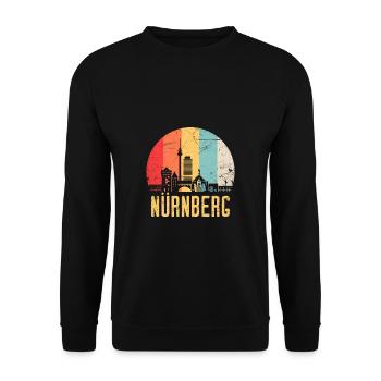 Nürnberg Skyline Silhouette 80er Retro Vintage - Unisex Pullover - Schwarz - Vorne - Alina (178cm) & Michal (187cm)