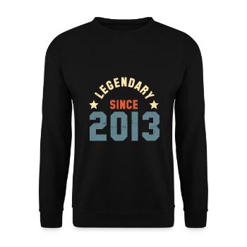 Vintage Legendary since 2013 Birthday Retro - Unisex Sweatshirt - black - Front - Alina (178cm) & Michal (187cm)