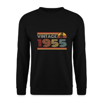 1955 Limited Edition Geburtstag Outfit 1955 vintag - Unisex Pullover - Schwarz - Vorne - Alina (178cm) & Michal (187cm)