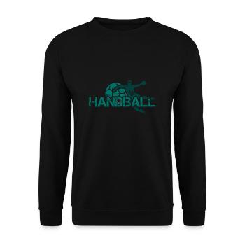 Handball Spieler Ball Torschuss - Unisex Pullover - Schwarz - Vorne - Alina (178cm) & Michal (187cm)