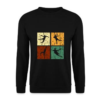 Handball Retro Quadrate für Männer Grunge - Unisex Pullover - Schwarz - Vorne - Alina (178cm) & Michal (187cm)