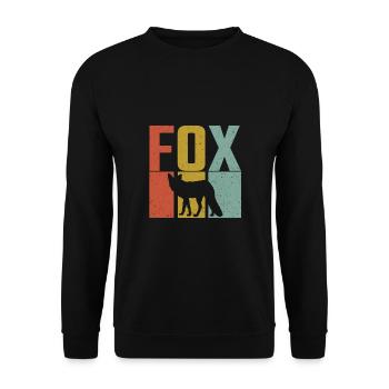 Fox Silhouette Retro Grunge - Unisex Pullover - Schwarz - Vorne - Alina (178cm) & Michal (187cm)