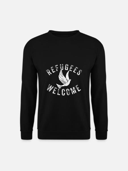 Refugees Welcome Friedenstaube Distress - Unisex Pullover - Schwarz