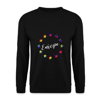 EU European Union stars rainbow colors - Unisex Sweatshirt - black - Front - Alina (178cm) & Michal (187cm)