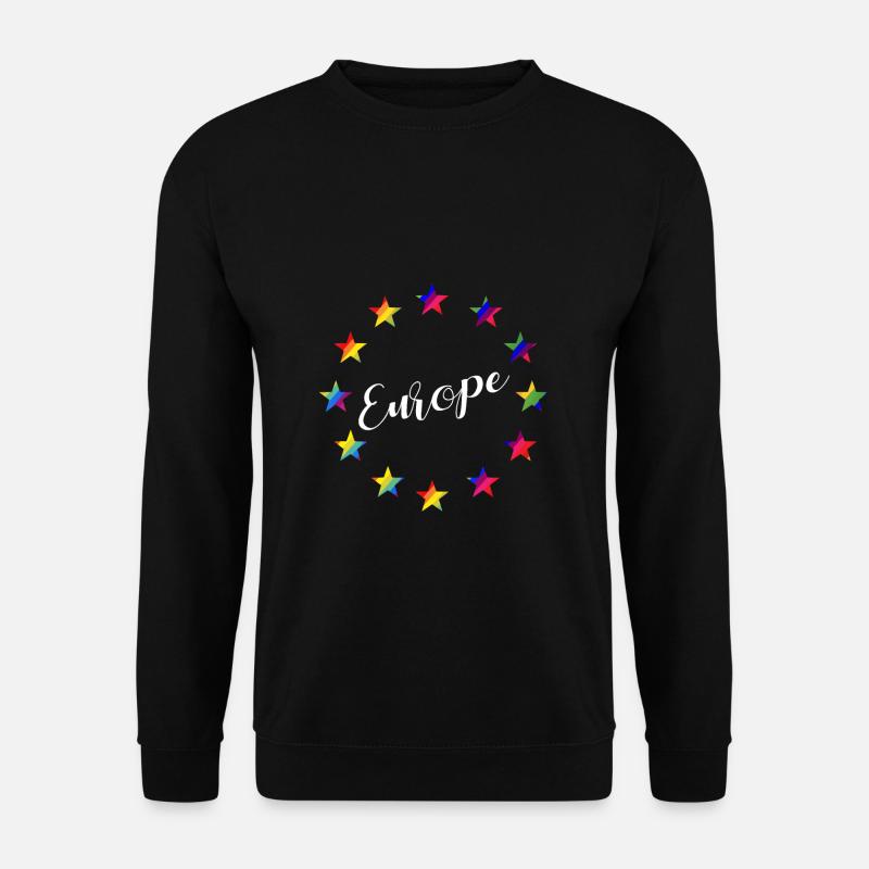 EU Europäische Union Sterne Regenbogenfarben - Unisex Pullover - Schwarz