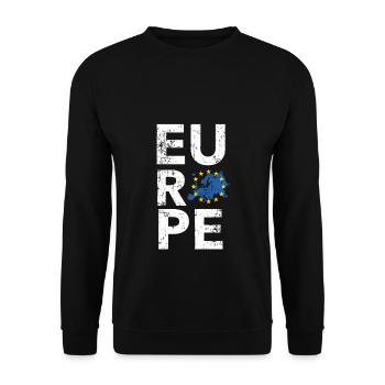 Europe EU European Union Stars Map Grunge - Unisex Sweatshirt - black - Front - Alina (178cm) & Michal (187cm)