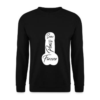 Same Penis Forever Lustig Hochzeit Party - Unisex Pullover - Schwarz - Vorne - Alina (178cm) & Michal (187cm)