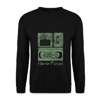 Never Forget Funny Floppy Disk VHS TAPE 80er 90er - Unisex Pullover - Schwarz - Vorne - Alina (178cm) & Michal (187cm)