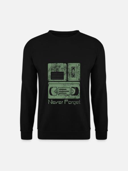 Never Forget Funny Floppy Disk VHS TAPE 80er 90er - Unisex Pullover - Schwarz
