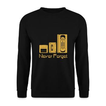 Never Forget Datenträger VHS Floppy Disc Kassette - Unisex Pullover - Schwarz - Vorne - Alina (178cm) & Michal (187cm)