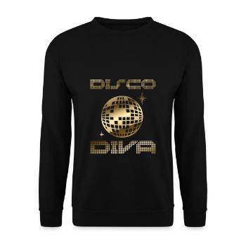 Disco Diva 80's Discokugel Party - Unisex Pullover - Schwarz - Vorne - Alina (178cm) & Michal (187cm)