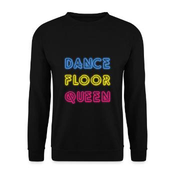 Dance Floor Queen 80er Neon Disco Party - Unisex Pullover - Schwarz - Vorne - Alina (178cm) & Michal (187cm)