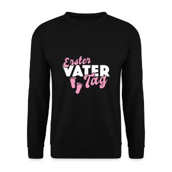 Erster Vatertag Vater Tochter Baby Füße - Unisex Pullover - Schwarz - Vorne - Alina (178cm) & Michal (187cm)