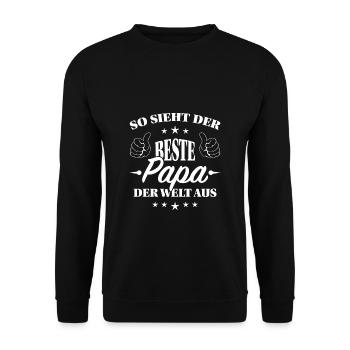 So Sieht Der Beste Papa Der Welt Aus. - Unisex Pullover - Schwarz - Vorne - Alina (178cm) & Michal (187cm)