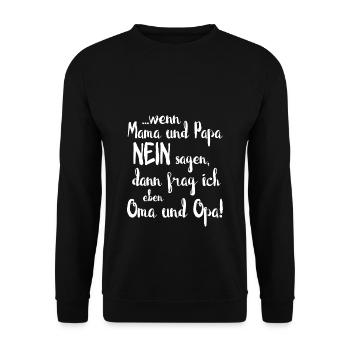 Lustiger Süßer Oma Opa Enkel Spruch - Unisex Pullover - Schwarz - Vorne - Alina (178cm) & Michal (187cm)