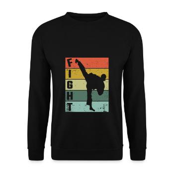 Karate Fight Kämpfer Karatekämpfer Tritt Kick - Unisex Pullover - Schwarz - Vorne - Alina (178cm) & Michal (187cm)