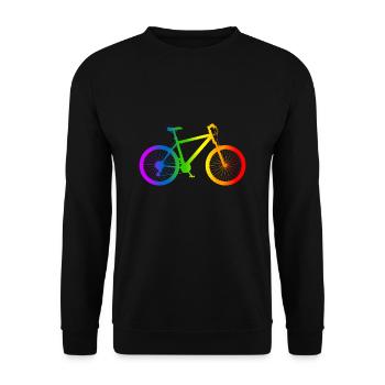 Mountainbike Fahrrad Regenbogenfarben Regenbogen - Unisex Pullover - Schwarz - Vorne - Alina (178cm) & Michal (187cm)