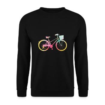 Damenrad mit Korb Regenbogenfarben Wasserfarben - Unisex Pullover - Schwarz - Vorne - Alina (178cm) & Michal (187cm)