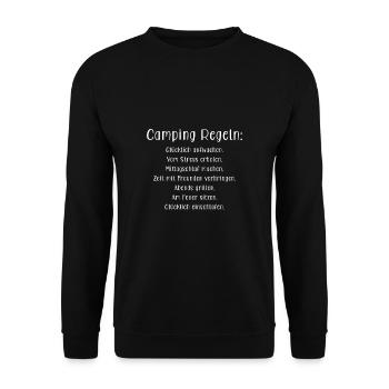 Camping Regeln für Camper - Unisex Pullover - Schwarz - Vorne - Alina (178cm) & Michal (187cm)