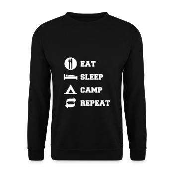 Eat Sleep Camp Repeat Funny Camping - Unisex Sweatshirt - black - Front - Alina (178cm) & Michal (187cm)