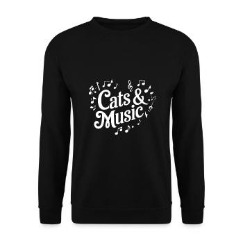 I Love Cats and Music Heart of Music Sheet Music - Unisex Sweatshirt - black - Front - Alina (178cm) & Michal (187cm)
