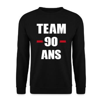 Cadeau d'anniversaire 90 ans | team 90 ans - Sweat-shirt Unisexe - noir - Devant - Alina (178cm) & Michal (187cm)
