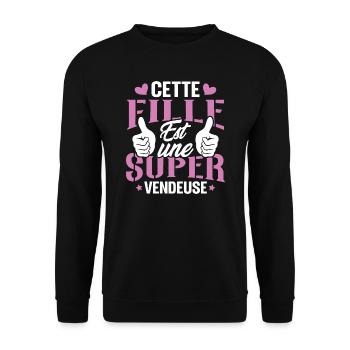 Cette Fille Est Une Super Vendeuse - Sweat-shirt Unisexe - noir - Devant - Alina (178cm) & Michal (187cm)