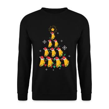 Fast Food Lover Taco Christmas Tree - Unisex Pullover - Schwarz - Vorne - Alina (178cm) & Michal (187cm)