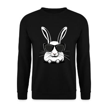 Weißer Hase mit Sonnenbrille - Unisex Pullover - Schwarz - Vorne - Alina (178cm) & Michal (187cm)