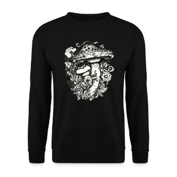 Mushrooms, Magic mushrooms, Autumn, Forest, Nature - Unisex Sweatshirt - black - Front - Alina (178cm) & Michal (187cm)