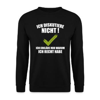 Ich Diskutiere Nicht - Unisex Pullover - Schwarz - Vorne - Alina (178cm) & Michal (187cm)